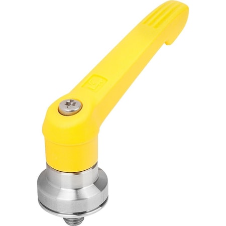 Adjustable Handle W Clamp Force Intensif Size:5 M12X30, Plastic Yellow Ral1021, Comp:Stainless Steel